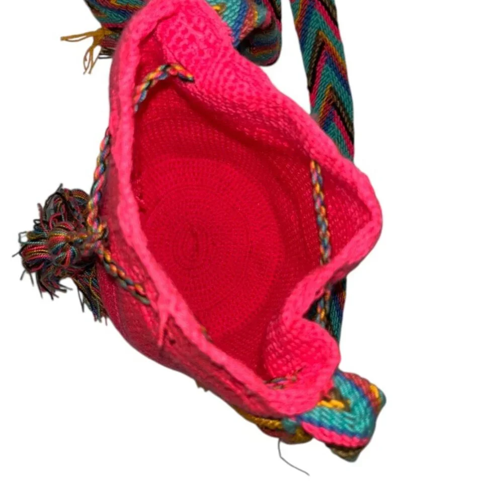 Guava Wayuu hot PINK mini Colombian Hand Woven Cross Body Bag